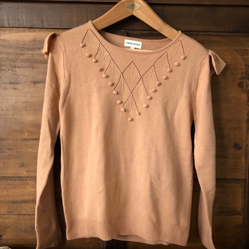 Rose pink pom pom sweater